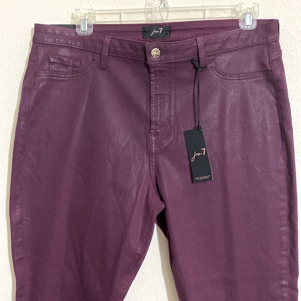 JEN7 Ankle Skinny Coated Jean Pants PINK Women's Size 16